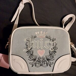 New Juicy Couture  Light Washed Denim Heritage Crossbody Bag